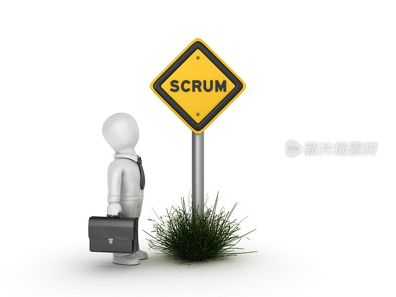 带有商业特征的SCRUM路标- 3D渲染